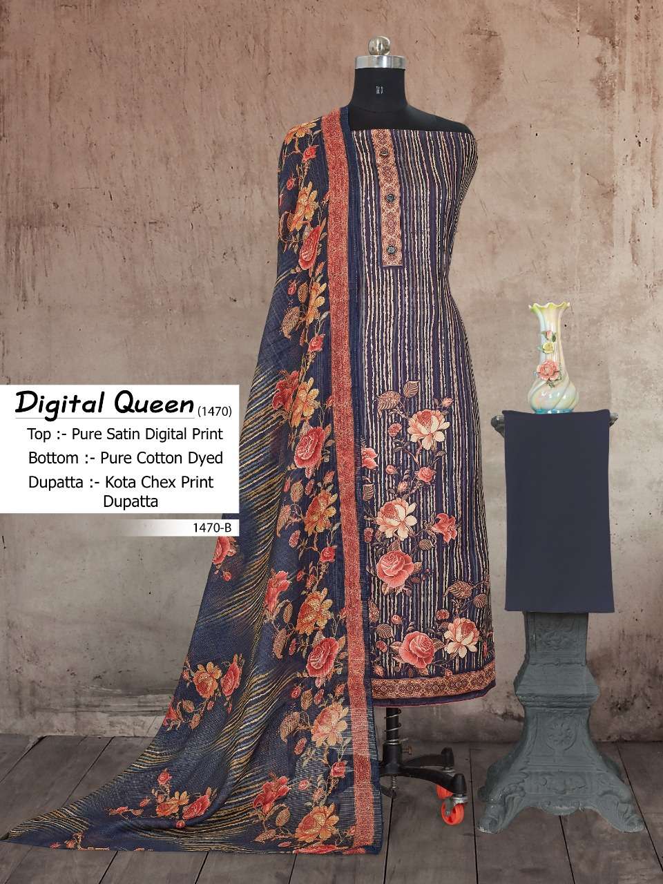 BIPSON PRINTS PRESENTS DIGITAL QUEEN 1470 COTTON SATIN WHOLESALE SALWAR KAMEEZ